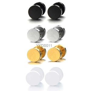 Stud WKOUD 1 Paar Schroef Stud Oorbel Voor Mannen Roestvrij Staal Cheater Nep Oordoppen Meters Illusie Tunnel Oorbellen 6mm/8mm/10mm/12mm YQ231114