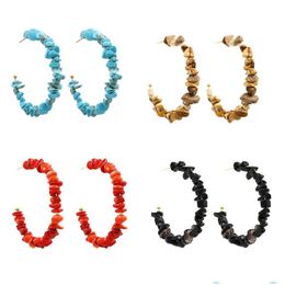 Stud Women Girls Turquoise Crystal Natural Gemstone oorbellen Verklaring C Vorm Earring Sieraden Factory Prijs IE0905 Drop Delivery Dhp1jj
