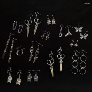 Stud femmes Ins papillon boucles d'oreilles goutte pour croix alliage couleur argent Harajuku 90s Cool Hip HopStud Dale22 Farl22