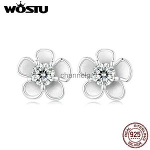 Ohrstecker WOSTU 925 Sterling Silber 0,1 CT Moissanit Sakura Blüten Blumen Ohrstecker Perlen Tropfen Ohrringe Moissanit Hochzeitsschmuck YQ240110