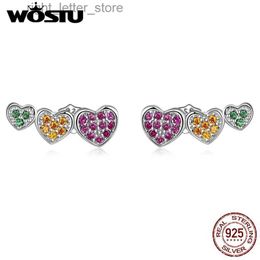 Stud Wastu 925 Sterling Silver Colorido Verde Naranja Rosa Corazón Zircon Stud Pendientes para Mujeres Moda Fiesta Joyería Regalo CTE588 YQ231211