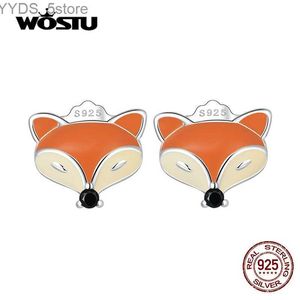 WOSTU 925 en argent Sterling mignon renard oreille goujons Mini Animal boucles d'oreilles pour les femmes à la mode couleur boucles d'oreilles Fine fête bijoux YQ231107