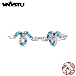 Stud WOSTU 925 Sterling Zilveren Oorbellen Kleurrijke Slang Oorstekers Dier Mooie Fijne Sieraden voor Vrouwen Kinderen Feest Verjaardagscadeau YQ231026