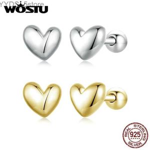 WOSTU 925 en argent Sterling petit coeur boucles d'oreilles plaqué or oreille Stud pour femmes enfants fête cadeau à la mode Y2K bijoux FNE886 YQ231107