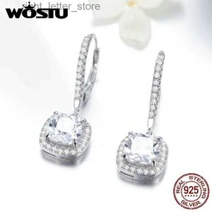 Stud WOSTU offre spéciale 925 en argent Sterling mode carré goutte boucle d'oreille CZ argent bijoux pour femmes boucles d'oreilles mode chanceux cadeau FIE520 YQ231211