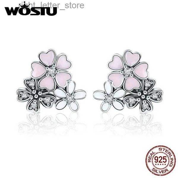 WOSTU offre spéciale 925 en argent Sterling poétique fleurs de cerisier boucles d'oreilles pour les femmes mode Original bijoux en argent CQE400 YQ231211