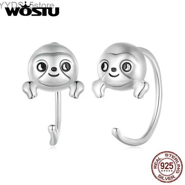 WOSTU réel 925 en argent Sterling mignon paresseux Animal boucles d'oreilles pour les femmes ludique fille oreille Clips anniversaire bijoux cadeau Pendientes YQ231107