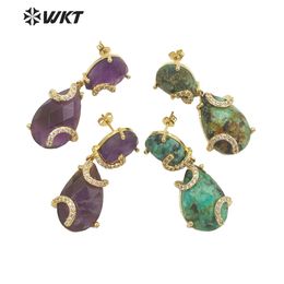 Stud WTE692 WKT 2022 Fashion Sale vrouwen feest geschenk oorbellen natuurlijke edelsteen elegante goudplaat oorbellen accessoires sieraden