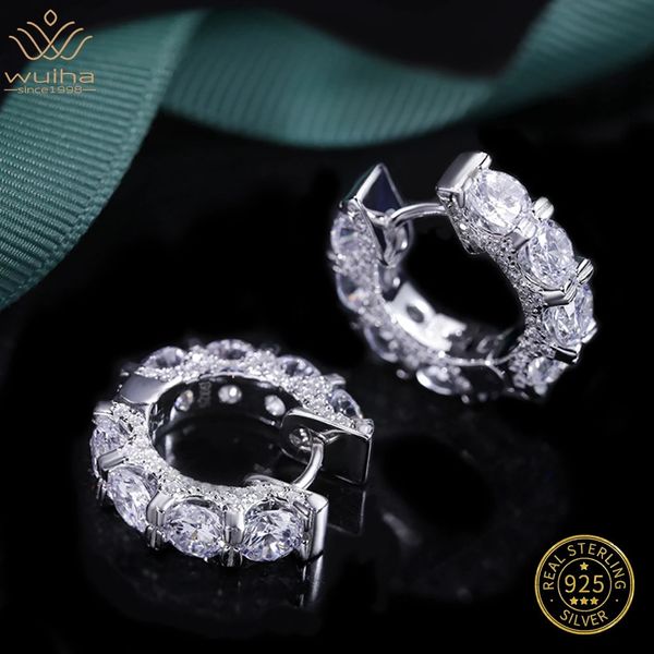 Stud WUIHA 18K plaqué or rond VVS1 blanc saphir boucles d'oreilles pour femmes 925 en argent sterling bijoux fins en gros goutte 231023