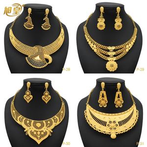 Stud XUHUANG Frankrijk Luxe Vergulde Sieraden Set Voor Vrouwen Dubai Bruids Bruiloft Ketting En Oorbellen Afrikaanse Choker Party Gift 231109