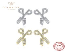 Stud Yanlok Authentic 925 Boucles d'oreilles en argent sterling en argent sterling pour les femmes Bijoux hypoallergéniques en zircon clair et clair 7626280