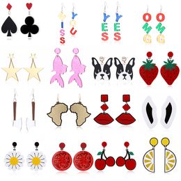 Stud Yaologe Big Drop Earrings For Women Statement Acryl Fruit Letters overdrijving grappige mode sieraden groothandel wang levering smttf