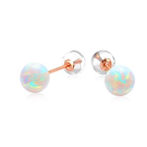 Étalon yfn natural rond perles 18k perles d'or opale boucle d'oreille à vis serrée design