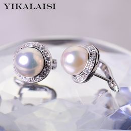 Stud YIKALAISI 925 bijoux en argent Sterling perle boucles d'oreilles beaux bijoux naturels 89mm goujon pour les femmes en gros 230807