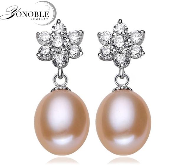 Stud Younoble Fashion Blanc Real Natural Natural Water Pearl Oreille 925 Silver Silver Jewelry Femme Brincos Brincos Perolas9918469