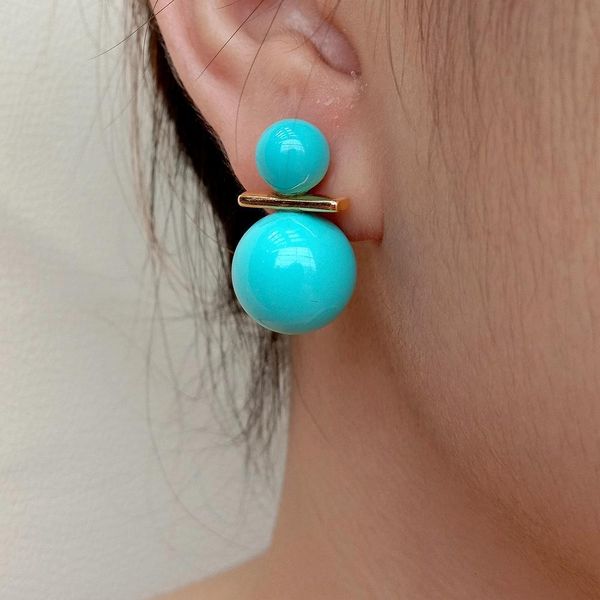 Stud YYING 85mm14mm Turquoise Blue Sea Shell Pearl Boucles d'Oreilles 221111