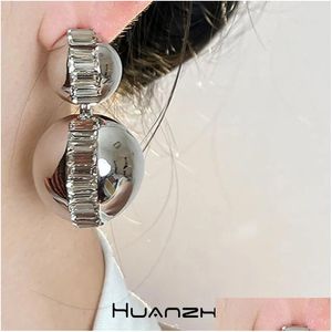 Stud Zircon Ballon Miroir Boucles d'oreilles en métal pour femmes fille tendance exagérée simple luxe bijoux de fête Huanzhi 2023 231127 Drop Dh0Yj