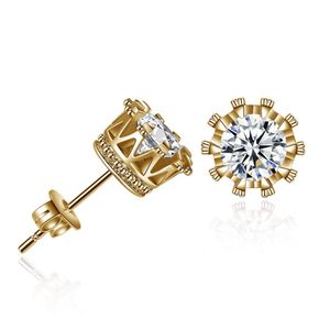 Stud Zircon Crystal Crown Pendientes Clásicos y de moda Pequeños aretes dorados para mujeres Hombres Drop Delivery Jewelry Dhngv