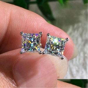 Stud Zircon Square Oorbellen 18K Geplatineerd Geen Vervaging Allergieën Unisex Design Drop Delivery Sieraden Dhxad