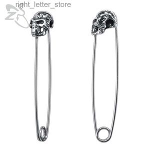 Stud ZS Rock Roll Pin boucles d'oreilles crâne Hip Hop bijoux en acier inoxydable pour hommes femmes 1 paire Rock Roll Biker oreille Stud bijoux YQ231128