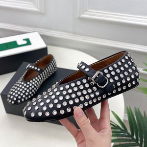 Studded ballet flats dames schoenen gesp ronde ronde teen platte schoenen vrouwelijk mesh ademende zoete Mary Jane schoenen