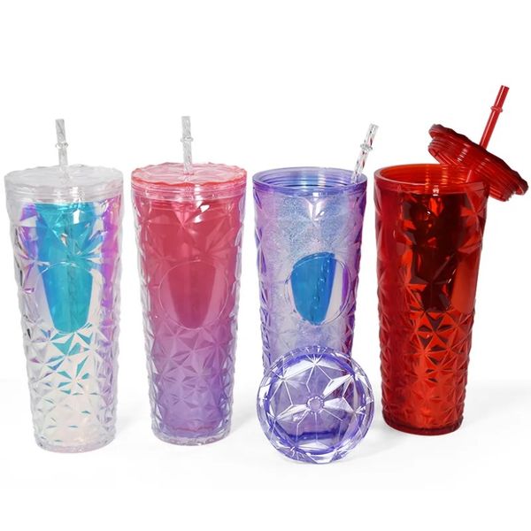Vaso de plástico con tachuelas Vaso de plástico de doble pared de 25 oz con purpurina Vaso acrílico reutilizable l Botellas de agua Brandy Diamond JJ 3,24
