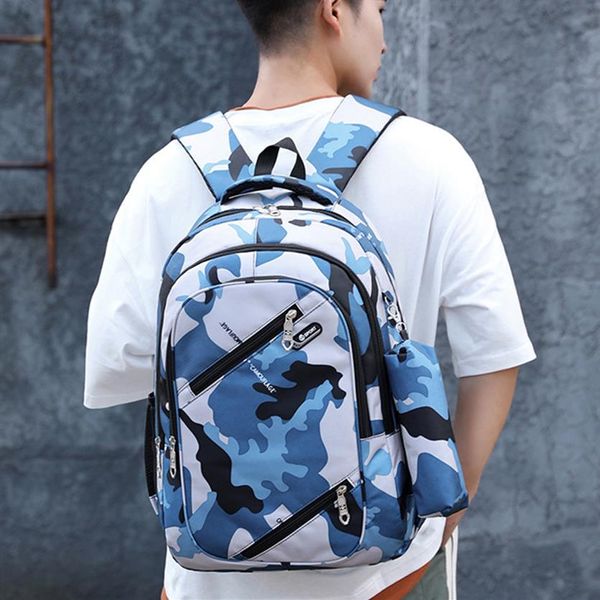 Mochila de estudiante Mochila escolar de camuflaje Mochilas para estudiantes masculinos y femeninos318n