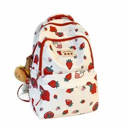 Sac à dos étudiant Croyance fraise ours fromage motif imprimé grande capacité Nyl sac à dos sacs à bandoulière k3bY #