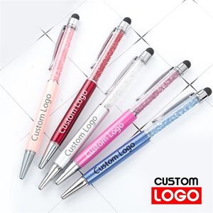 Stylo à bille en cristal pour étudiant, vente en gros, stylo à écran tactile en diamant, cadeau publicitaire, stylo en métal, lettrage personnalisé, nom gravé 220712