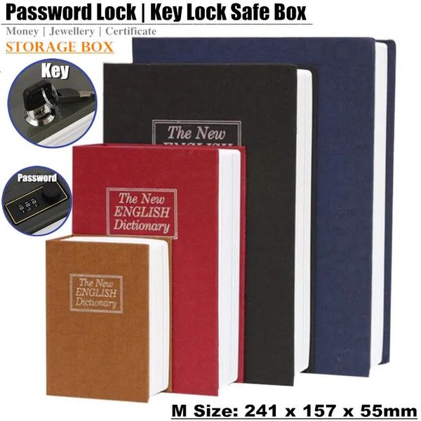 Dictionnaire cadeau étudiant Mini Box Box Box Hidden Secret Key Lock Coin Bank Bank Bijoux Private Diary Storage Mot de passe Locker 240403