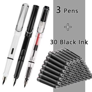 Étudiant Kawaii stylo plume ensemble d'encre remplaçable encre noir bleu rouge EF mm stylos scolaires fournitures de bureau papeterie pour l'écriture