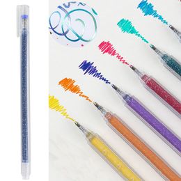 Estudiante de pintura Bolígrafos Bolígrafos Colores dulces Flash Gel Pen Set DIY Cuenta de mano Bolígrafo colorido Suministros de escritura escolar BH6550 WLY