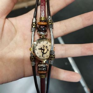 Student Quartz Water Diamond Bracelet Women's Leather Watch -band