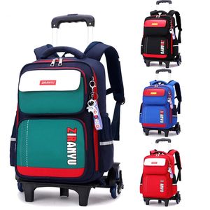 Student Rolling Backpack Gratis poppen Schooltas voor Kids Trolley Backpack Wieled 6 12 jaar Girl Suitcase Bag 240328