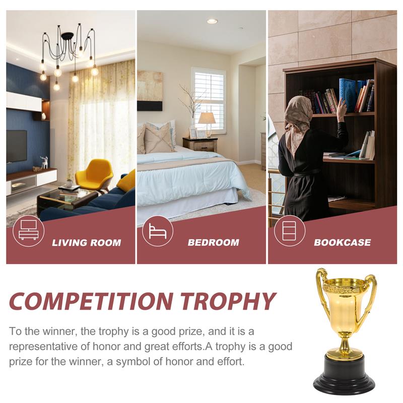 Student Sports Competitions Award Trophy Gold Cups Plastic Mini Children Reward Toys with Base Holiday Gifts Party Game Prizes