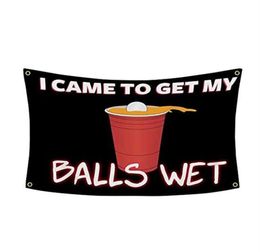Studenten Atleet Bierbeker Pong Banner Vlag Get My Ball Wet Grappig 3x5 Voeten voor College Dorm Decoratie Banners Outdoor Snel Sh273S7964438