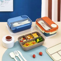 Studenten Viercompartiment Plastic Bento Box Office Worker verzegelde draagbare lunchbox magnetronverwarming lunchbox