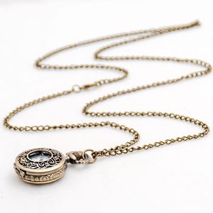 Étudiants beau cadeau 27mm nouvelle petite montre de poche prune collier accessoires vintage en gros édition coréenne chandail chaîne montre de mode