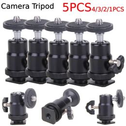 Studio 5/4/3/2/1 1pcs Balle Head for Camera Tripod LED Light Flash Trépied support support Mount 1/4 Hot Shoe Shoe Adapter Cradle pour Canon Niko