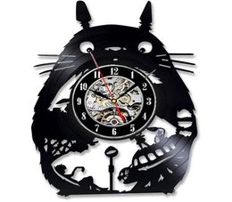 Studio Ghibli Mi vecino Totoro Vinyl Record Reloj de pared Modern Diseño moderno Cartoon Lictas 3D Reloj de dormitorio 5564392