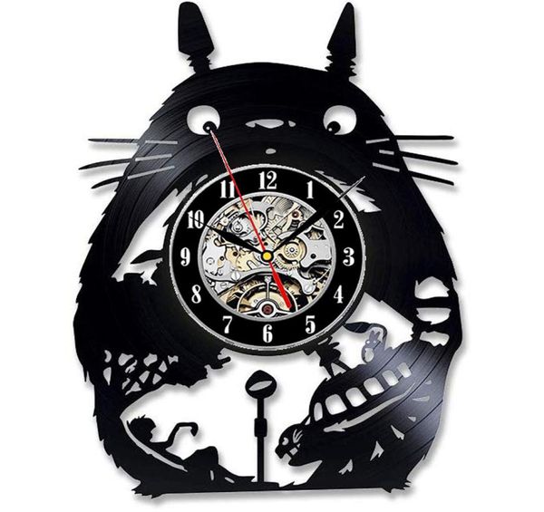 Studio Ghibli mon voisin Totoro Vinyl Record Mur Wall Design moderne Design mignon Cartoon 3D Autocollants Clock 9314000
