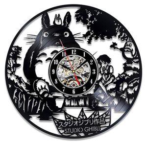 Studio Ghibli Totoro Wall Clock Cartoon My Neighbor Totoro Record Clocks Wall Watch Home Decor Christmas Gift voor Y6609162