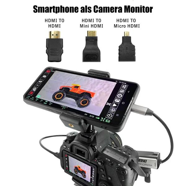 Estudio Adaptador HDMI para el monitor de la cámara de la tableta Android Monitor Vlog YouTuber Captura de video Captura Dispositivo DVD Camera de DVD Grabación en vivo