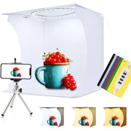 Studio Puluz Mini Photo Studio Box, Ring LED Photography Lightbox, Photo Shooting Tent Box Kit 6 Colors Backlops, Photobox Light Box Kit