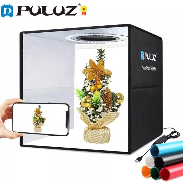 Studio Pulluz Photo Studio Box Mini Photo Lightbox Photographie Kit de tente de tournage Studio Kit 6/12 Couleurs Trop Light Box Box pour photo