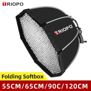 Studio Triopo 55 cm 65 cm 90 cm 120 cm Speedlite Portable Octogone Parapluie Softbox + Grille Nid d'abeille Flash Extérieur Soft Box pour Canon Godox