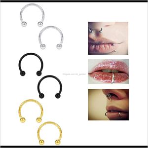 Studs Body Sieraden Drop levering 2021 Mode roestvrijstalen Horseshoe Fake Ring C Clip BCR Septum Lip Piercing Neusringen Hoop voor vrouwen