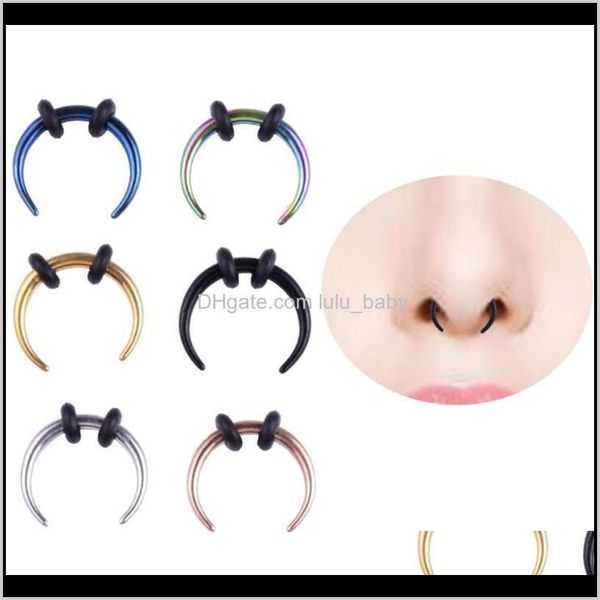 Studs Drop Entrega 2021 Venta al por mayor Stud Hoop Septum Clicker Anillo Nariz Clip Anillos Cuerpo Piercing Joyería LZMKE