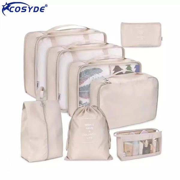 Stuff Sacks 8Pcsset Voyage Vêtements Classification Sac De Rangement Pour L'emballage Cube Chaussure Sous-Vêtements Articles De Toilette Organisateur Pochette Accessoires 221020