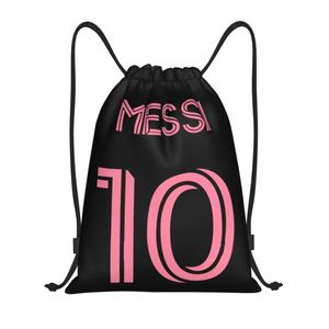 Stuff Sacks Custom Roze Messis 10 Voetbal Tasje Mannen Vrouwen Lichtgewicht Voetbal Sport Gym Opslag Rugzak 231219